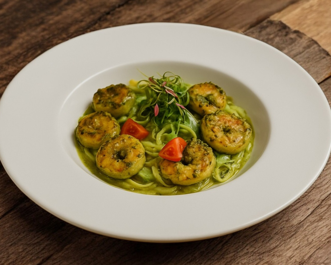 Tagliatelle Pesto Prawns